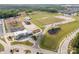 Aerial view of a recreational park featuring sports fields, playground, and BMX track in a suburban community at 962 Herrons Ferry Rd, Rock Hill, SC 29730