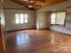 Spacious living room featuring a wood ceiling, two windows and hardwood flooring at , Salisbury, NC 28147