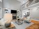 Large living room showcases fireplace, hardwood floors, and a second story landing creating an inviting space at 1030 Westbury Dr, Matthews, NC 28104