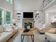 Sun-filled living room has a fireplace, hardwood flooring, and open layout great for relaxing and entertaining at 1030 Westbury Dr, Matthews, NC 28104
