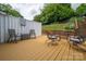 Image displays spacious wooden deck with table and chairs at 1404 River Dr, Belmont, NC 28012