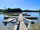 Dock overlooking calm waters and a tree-lined shoreline on a bright day at 1404 River Dr, Belmont, NC 28012