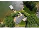Stunning aerial view of lakefront home with private dock and lush landscaping at 273 Leeward Point Loop # 14, Taylorsville, NC 28681