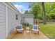 Inviting backyard patio with comfortable seating, a small table, and tranquil views of the yard and garden at 3320 Eastwood Dr, Charlotte, NC 28205