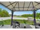 Charming gazebo with stylish furniture overlooking the backyard and neighborhood at 4205 Jones Creek Ln, Charlotte, NC 28215