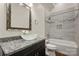 Modern bathroom with glass vessel sink, granite countertop and tile shower and tub at 444 Snapdragon Dr, Clover, SC 29710