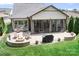Aerial view of backyard with outdoor patio, fireplace, screened-in porch with ceiling fans at 4902 Looking Glass Trl, Denver, NC 28037