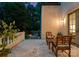 Cozy outdoor patio featuring stone flooring, elegant railing, and a serene seating arrangement at 5030 Hardison Rd, Charlotte, NC 28226