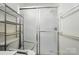 Bathroom with sliding shower doors, towel rack and shelving for storage at 519 Jacobs Rdg, Fort Mill, SC 29715