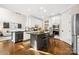 Modern kitchen with a large island, stainless steel appliances, and white cabinetry, offering a stylish cooking space at 18730 Floyd Ct, Davidson, NC 28036