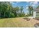 Spacious backyard with a lush lawn, garden beds, and mature trees, perfect for outdoor activities and gardening at 3925 Tokay Ln, Fort Mill, SC 29707