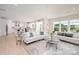 Spacious living room with white sofas, patterned rug, and open floor plan to the kitchen at 3925 Tokay Ln, Fort Mill, SC 29707