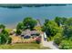 Beautiful waterfront home with a private dock and lush green surroundings on a sunny day at 5200 Masons Ferry Rd, Clover, SC 29710