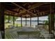 Lakeside gazebo featuring wood flooring, ceiling fan, and beautiful views at 5200 Masons Ferry Rd, Clover, SC 29710
