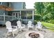Backyard with fire pit, seating, and a screened porch area for entertaining guests at 6425 High Creek Ct, Charlotte, NC 28277