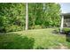 Well-maintained backyard with lush green grass and trimmed bushes for privacy at 6425 High Creek Ct, Charlotte, NC 28277