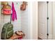 Mudroom nook featuring built-in bench and shiplap walls at 6425 High Creek Ct, Charlotte, NC 28277