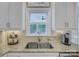 Kitchen sink with view of well manicured backyard and stainless steel appliances at 15824 Feeny Ct, Charlotte, NC 28278