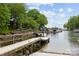 Private boat dock on calm waters, offering convenient access for boating and other recreational activities at 21305 Sandy Cove Rd, Cornelius, NC 28031