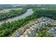 Community aerial view showcasing a neighborhood near a scenic river and lush green forests at 2164 Hanging Rock Rd, Fort Mill, SC 29715