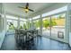Bright sunroom with ample windows, a dining table, and views of the landscaped backyard at 2164 Hanging Rock Rd, Fort Mill, SC 29715