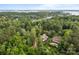 Picturesque aerial view of a secluded home nestled among mature trees with a lake view at 4563 Osprey Run Ct, Denver, NC 28037