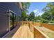 Wooden back deck, dark siding, fence and a view of the backyard at 554 W Cama St, Charlotte, NC 28217