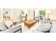 Open-concept living room with stylish seating, a leather ottoman, and access to the dining area at 611 Heathermoor Ct, Charlotte, NC 28209