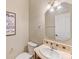 Bathroom with a toilet, sink, faucet, mirror, vanity, and vanity lighting at 7325 Forrest Rader Dr, Mint Hill, NC 28227