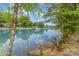 Scenic lake view framed by lush greenery, showcasing the tranquil waterfront with docks and boats in the distance at 7525 Windy Pine Cir, Denver, NC 28037