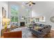 Bright living room with soaring ceilings, fireplace, large windows, and open floor plan at 7811 Compton Ct, Charlotte, NC 28270
