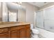 Bathroom showcases a granite countertop vanity and a shower with glass doors at 10202 Alouette Dr, Waxhaw, NC 28173