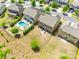 Aerial view of the property showcasing the backyard, including a pool, and outdoor seating area at 3005 Oakmere Rd, Waxhaw, NC 28173