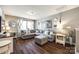 Comfortable living room featuring hardwood floors, gray furnishings, and plenty of natural light at 3005 Oakmere Rd, Waxhaw, NC 28173