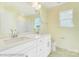 Bright bathroom with double vanity, large mirror, and neutral color scheme at 3242 Bozeman Ct # 8, Stanley, NC 28164