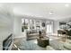 Stylish living room with a modern fireplace, large windows, and comfortable sofa at 4254 Black Ct # 231, Harrisburg, NC 28075