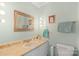 Bathroom with vanity with an above-counter sink, updated fixtures, and toilet at 119 Mary Louise Ct, Fort Mill, SC 29715