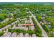 Townhomes in a lovely neighborhood are shown in this aerial view with mature trees and street access at 208 Wendover Heights Cir, Charlotte, NC 28211