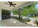 Inviting front porch with ceiling fan overlooking landscaped yard at 209 S Ransom St, Gastonia, NC 28052