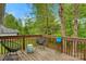 Charming wooden deck with seating, offering a peaceful outdoor retreat overlooking the backyard at 2835 24Th Street Ne Dr, Hickory, NC 28601