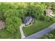 Aerial view of a brick home nestled among lush green trees at 3398 Millstone Creek Rd, Lancaster, SC 29720