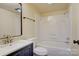 Bathroom featuring a bathtub, shower, updated vanity, and new commode at 405 Belva St, Kannapolis, NC 28081