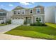 Charming two-story home with a well-kept lawn, two car garage, and bright green front door at 4439 Wild Ridge Dr, Charlotte, NC 28215