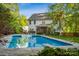 Spacious backyard featuring a swimming pool, patio, and mature trees at 817 Quince Ct, Indian Trail, NC 28079