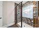 Contemporary walk-in shower features decorative tiles, a rainfall shower head, and a glass enclosure at 817 Quince Ct, Indian Trail, NC 28079