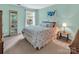 Cozy bedroom with carpet, bed, window, and stylish decor at 10508 Madison Park Dr, Charlotte, NC 28269