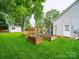Lush backyard with raised garden beds, a playset, and a storage shed at 1151 Gower St, Fort Mill, SC 29708