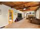 Spacious living room with hardwood ceiling and brick fireplace at 1239 Christopher Cir, Rock Hill, SC 29730