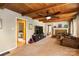 Spacious living room with hardwood ceiling and brick fireplace at 1239 Christopher Cir, Rock Hill, SC 29730