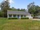 Charming ranch-style home with blue shutters, bright blue front door, a covered porch, and manicured landscaping at 1401 Thompson Ave, Charlotte, NC 28216